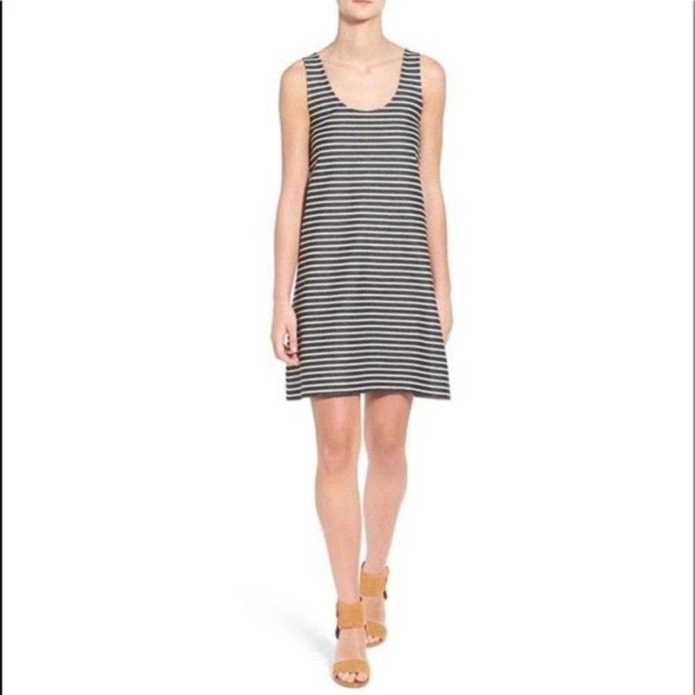 Madewell Black Effortless Striped Black/Cream Tank Dress